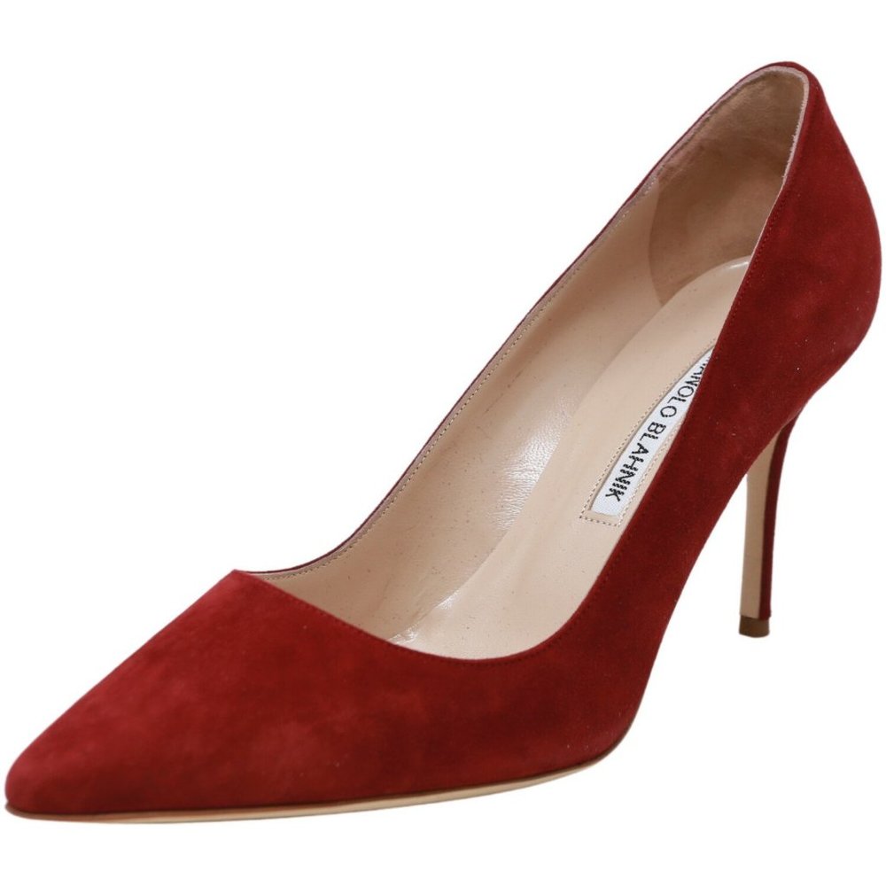 New Manolo Blahnik Bordo Suede Pumps